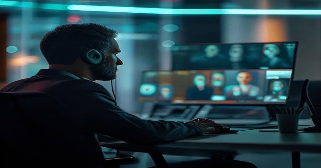 AI-generated deepfake of a corporate executive on a video call with concerned employees