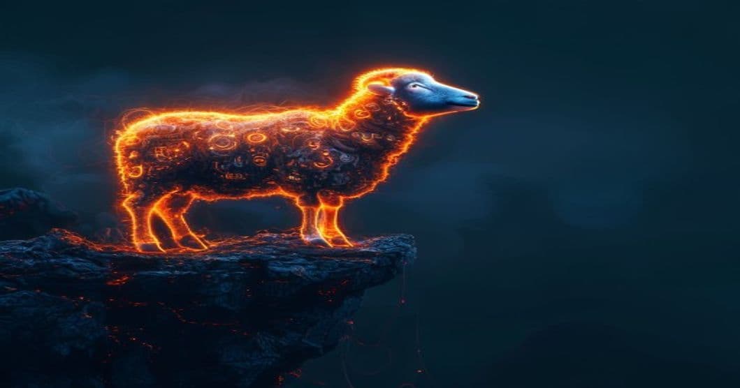 TikTok crypto sheep scam Ponzi scheme warning illustration